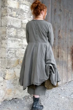 *Ewa i Walla Kleid 55871 NATALIE in grau rose zart gestreift - reine Baumwolle