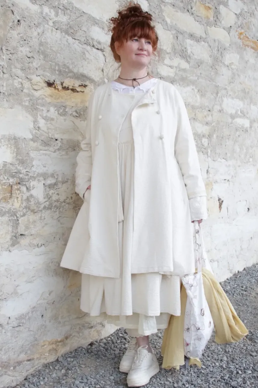 Ewa i Walla Kleid 55895 RUBY in cremeweiss (cream) - Seersucker aus reiner Baumwolle