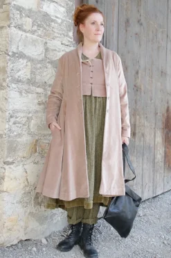 *Ewa i Walla Kleid 55876 VANDA in oliv mit Streifen (dark ecru) - softes Leinen