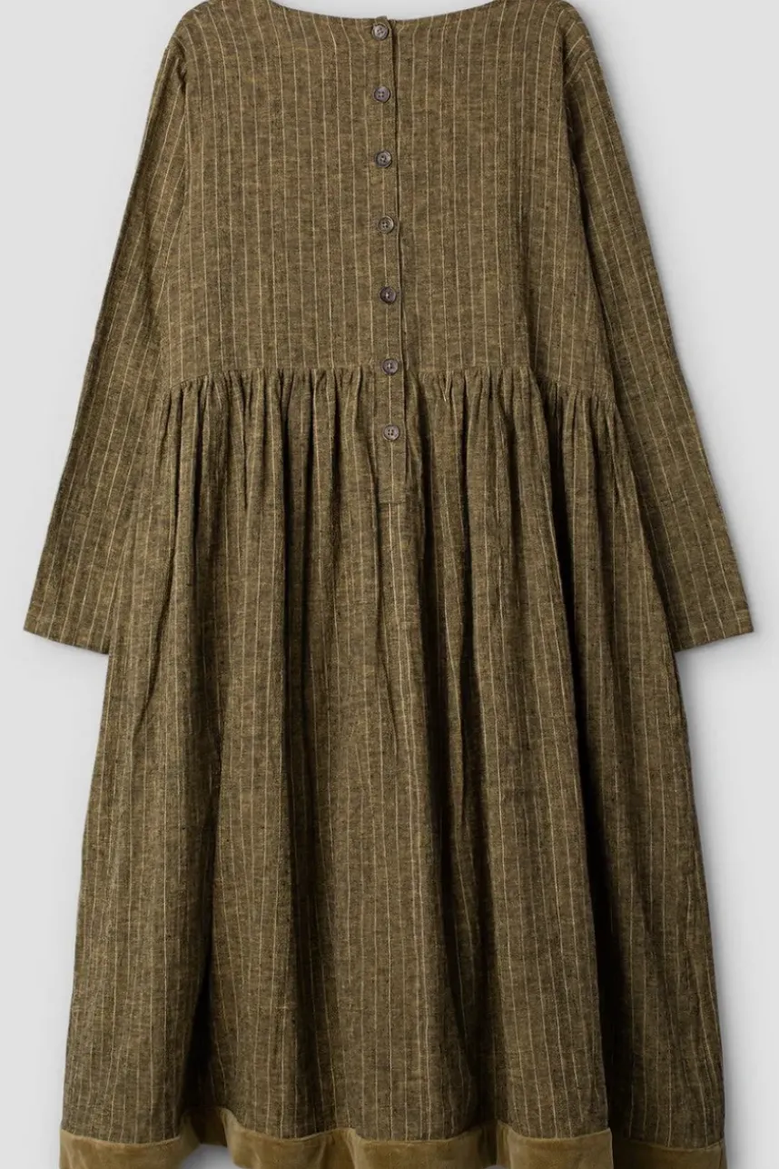 *Ewa i Walla Kleid 55876 VANDA in oliv mit Streifen (dark ecru) - softes Leinen