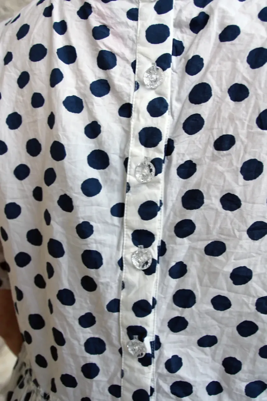 Ewa i Walla Kleid DINTI 55888 in weiß mit blauen Punkten (original) - reine Baumwolle