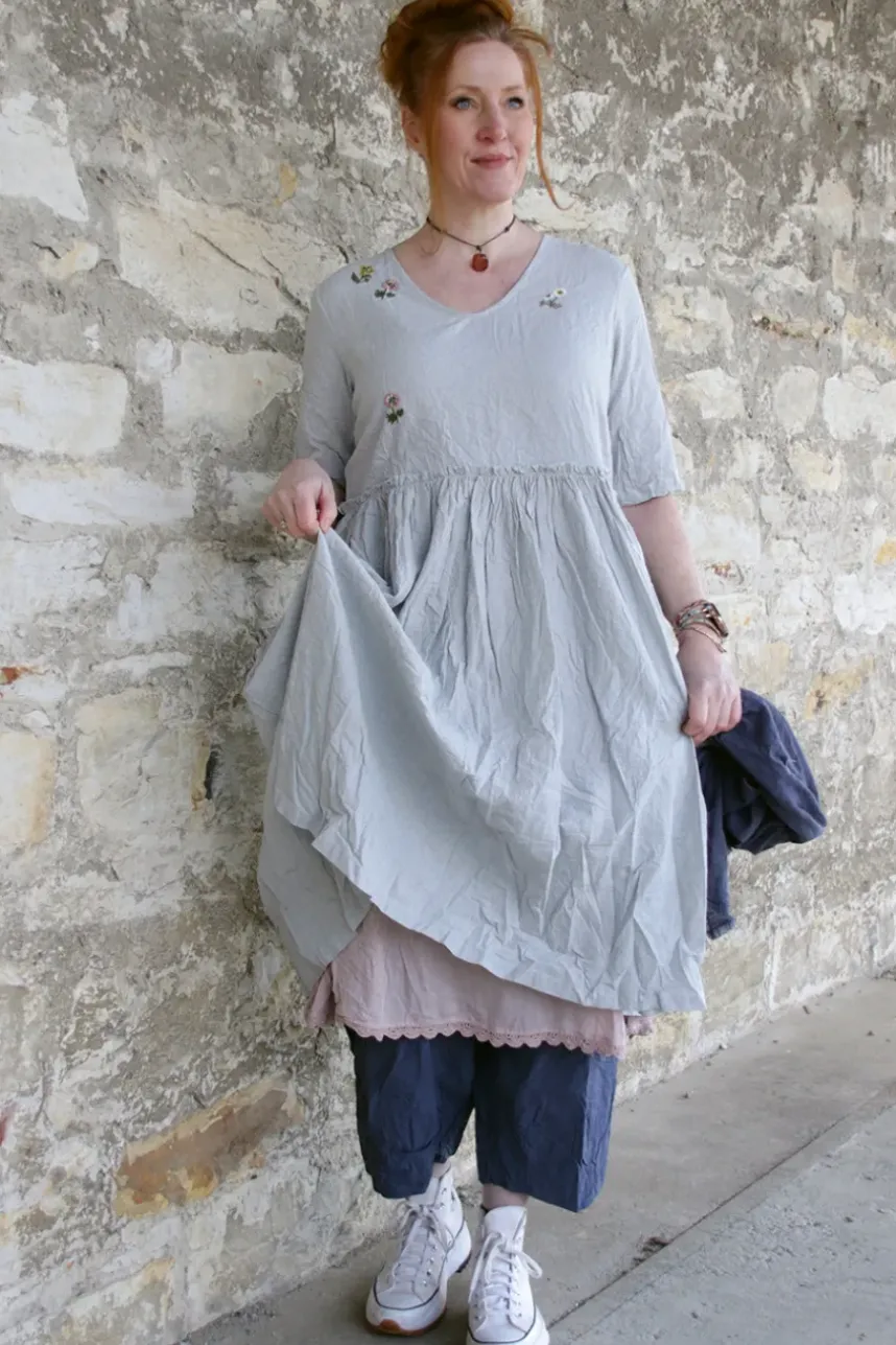 Ewa i Walla Kleid KJELLA 55906 in hellblau zart kariert (original) - Baumwolle mit Leinen