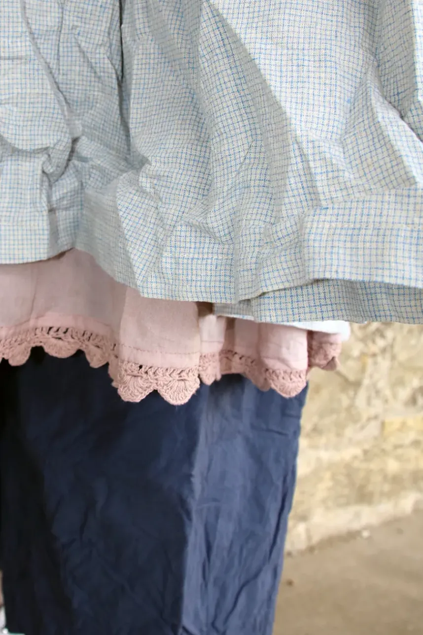 Ewa i Walla Kleid KJELLA 55906 in hellblau zart kariert (original) - Baumwolle mit Leinen