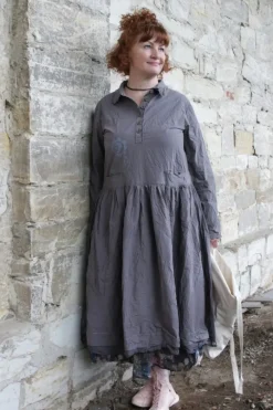 Ewa i Walla Kleid PAOLA 55820 in graublau (dim grey) - reine Knitterbaumwolle