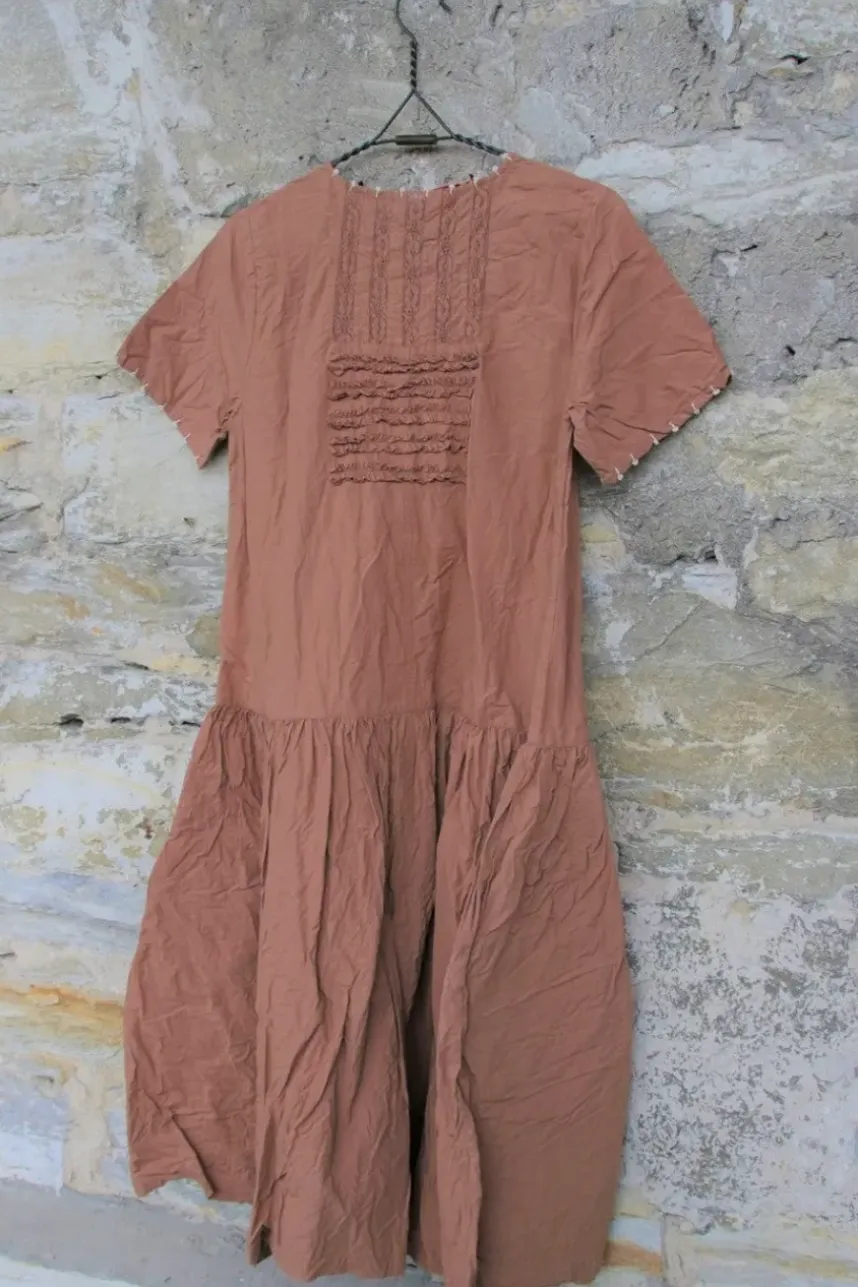 Ewa i Walla knielanges Kleid 55796 ESTELLE in rostrot - reine Knitterbaumwolle