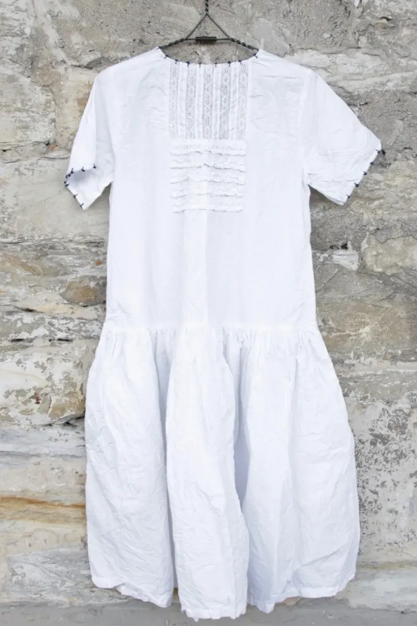 Ewa i Walla knielanges Kleid 55796 ESTELLE in weiß - reine Knitterbaumwolle