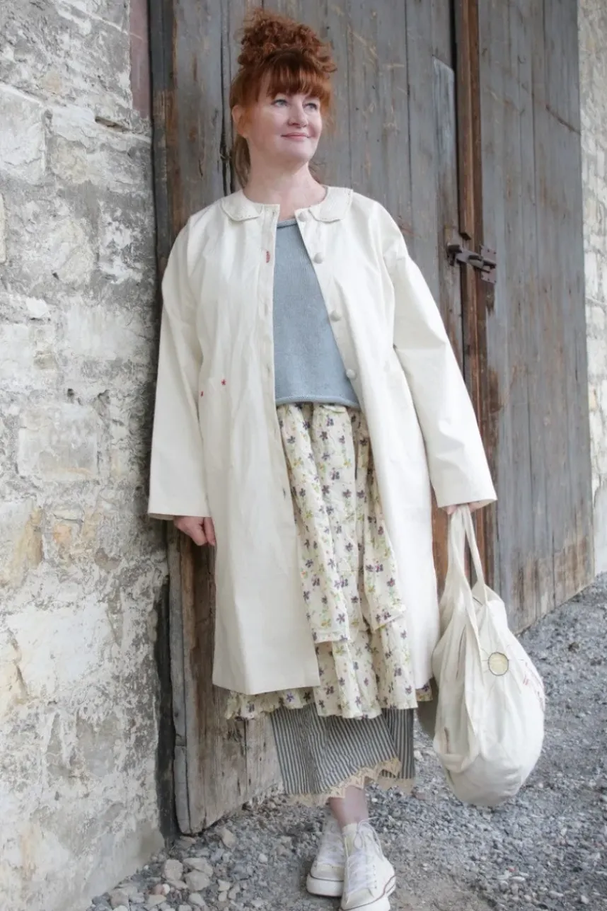 Ewa i Walla Mantel 66750 KATJA in natur (cream) - reine Baumwolle im Antiklook