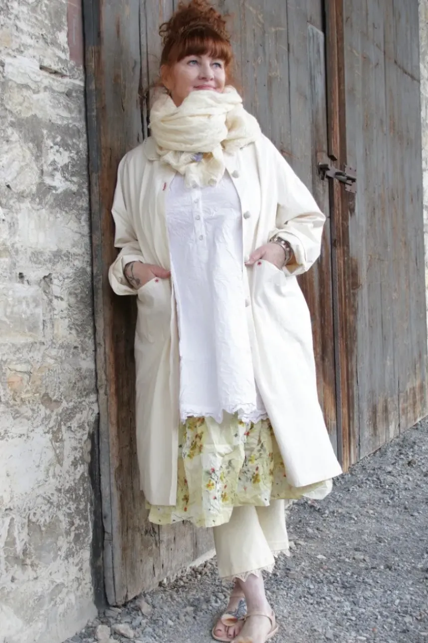 Ewa i Walla Mantel 66750 KATJA in natur (cream) - reine Baumwolle im Antiklook