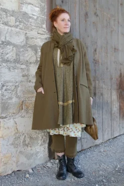 *Ewa i Walla Mantel 66758 MARIE in oliv (olive) - reine, gewalkte Schafswolle