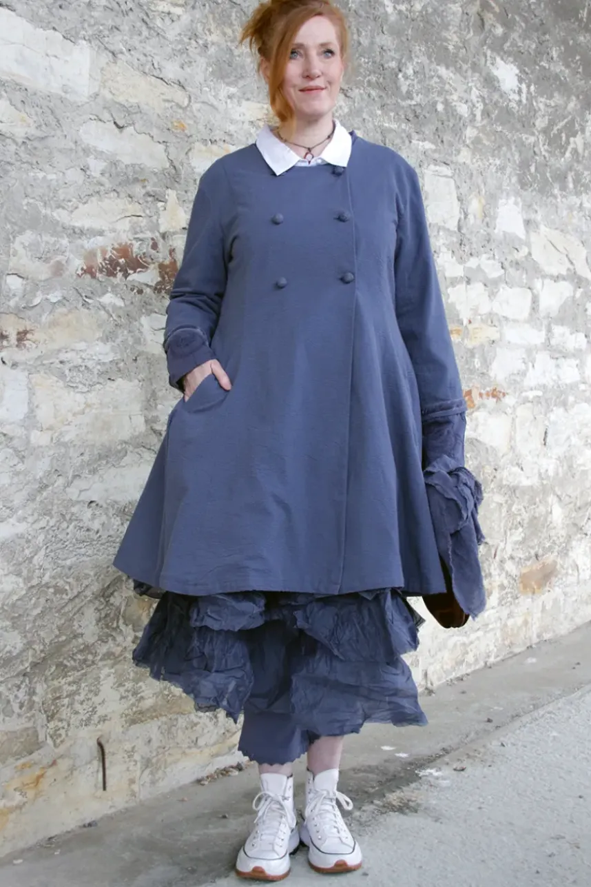 Ewa i Walla Mantel VIVIAN 66768 in blau (blue) - Seersucker aus reiner Baumwolle