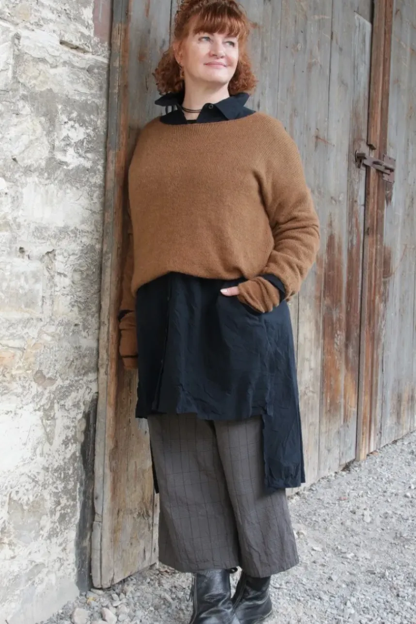 Ewa i Walla Opa-Hemd/Bluse 44935 LOVIS in vintage schwarz - reine Knitterbaumwolle