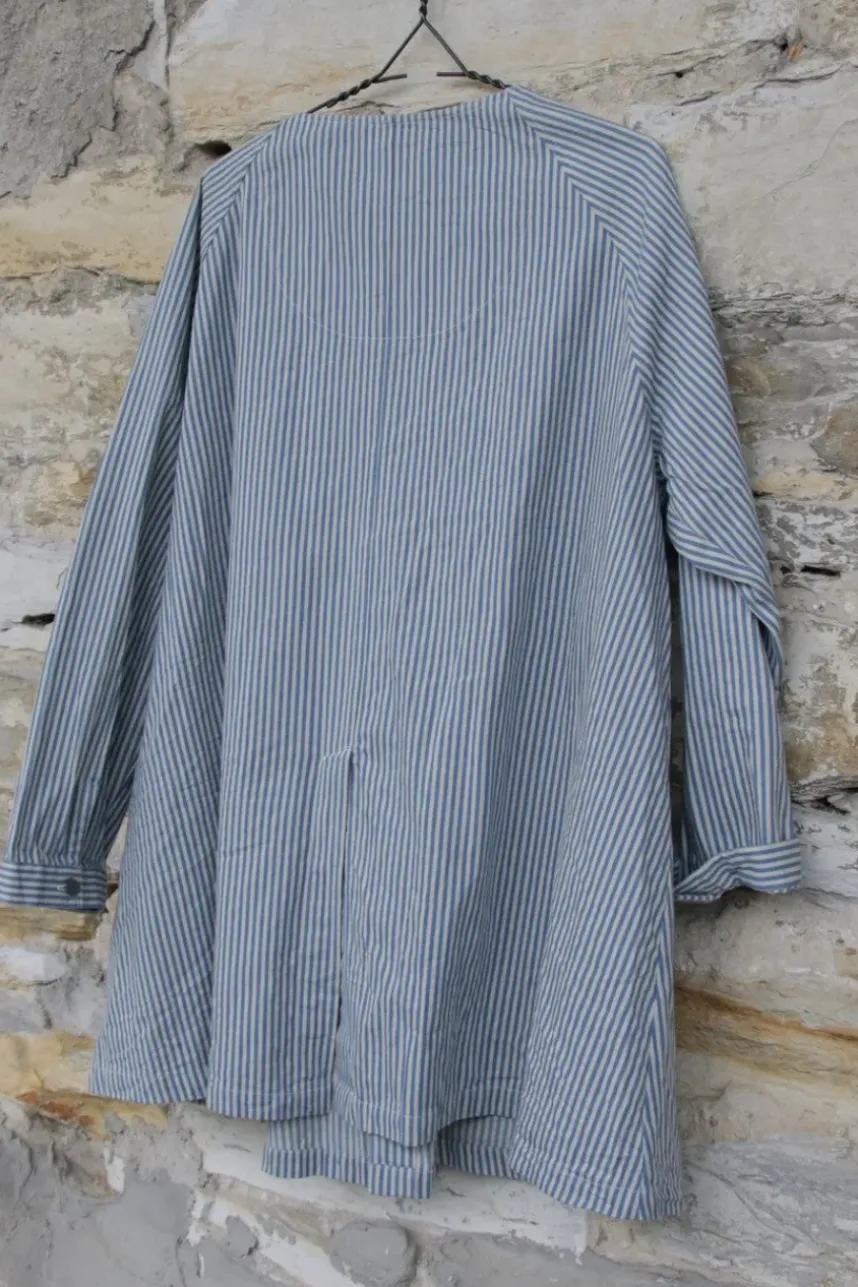 Ewa i Walla Parka/Kurzmantel 66298 in creme-blau gestreift - reine Baumwolle