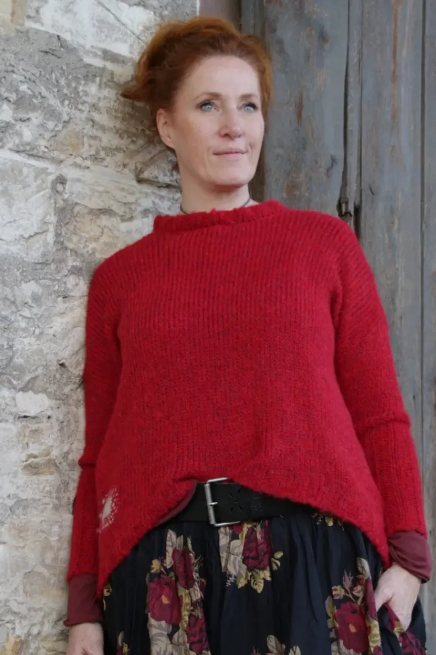 Ewa i Walla Pullover 44991 GURLI im satten rot (red) - superfeine Alpakawolle