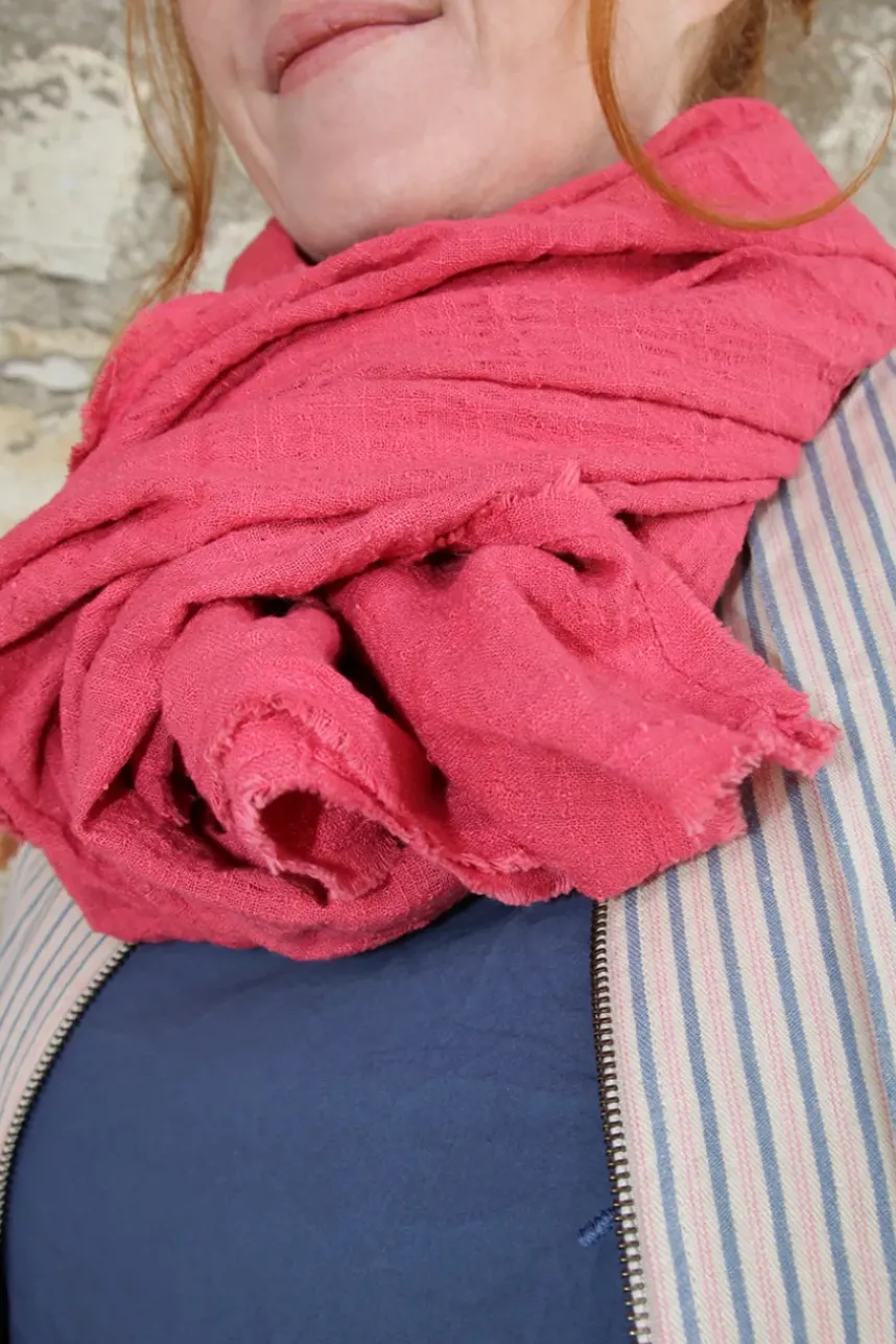 Ewa i Walla Schal JUDY 77610 in korallenrot (cerise) - zarte Gaze aus reiner Baumwolle