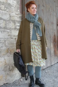 *Ewa i Walla Strickjacke 44992 MARIT in creme grau gestreift - recycelte Baumwolle