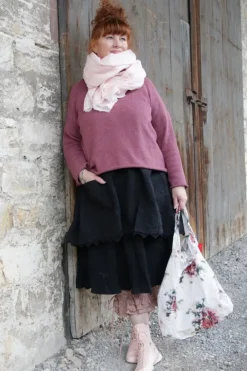 Ewa i Walla Tasche 77593 CARRIE im angegrauten weiss mit Flowerprint - reine Knitterbaumwolle