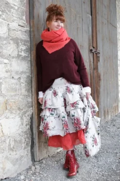 Ewa i Walla Tasche 77593 CARRIE im angegrauten weiss mit Flowerprint - reine Knitterbaumwolle