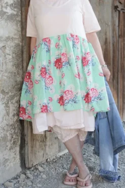 Ewa i Walla Tunika 33360 JILL in mintgrün mit Flowerprint & creme mit Ringel - softer Jersey & Knitterbaumwolle