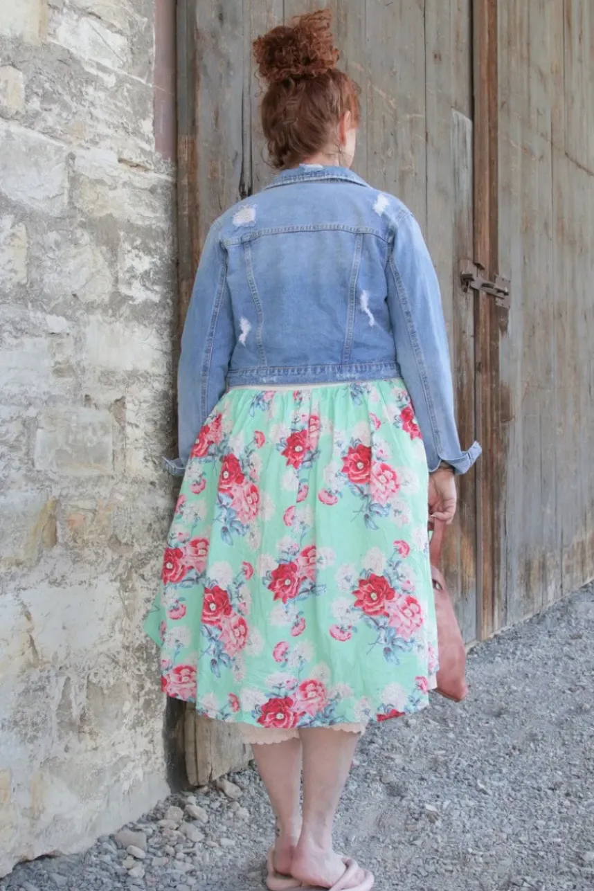Ewa i Walla Tunika 33360 JILL in mintgrün mit Flowerprint & creme mit Ringel - softer Jersey & Knitterbaumwolle