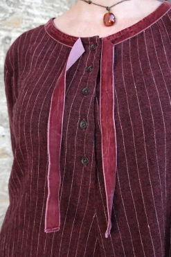 *Ewa i Walla Tunika 44114 MADDE in burgunder rot mit Streifen (burgundy) - softes Leinen