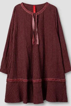 *Ewa i Walla Tunika 44114 MADDE in burgunder rot mit Streifen (burgundy) - softes Leinen