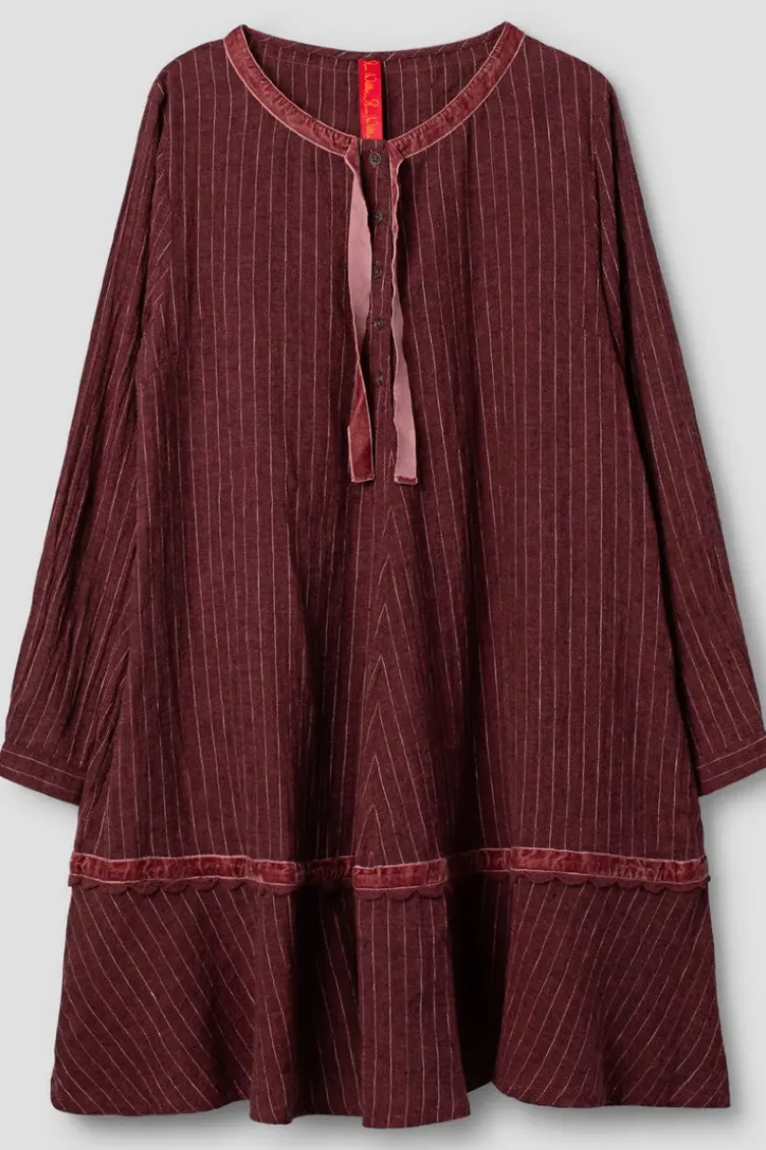 *Ewa i Walla Tunika 44114 MADDE in burgunder rot mit Streifen (burgundy) - softes Leinen