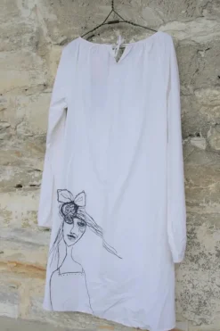Ewa i Walla Tunika/Bluse 44780 in cremeweiss (white) mit witzigen Print - reine Knitterbaumwolle