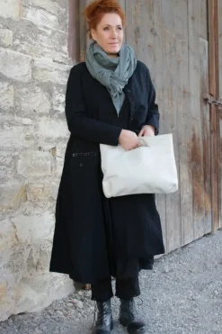 Fra.Sa Mini-Shopper NINA in vintage weiss/grau (ice) - supersoftes, recyceltes Leder