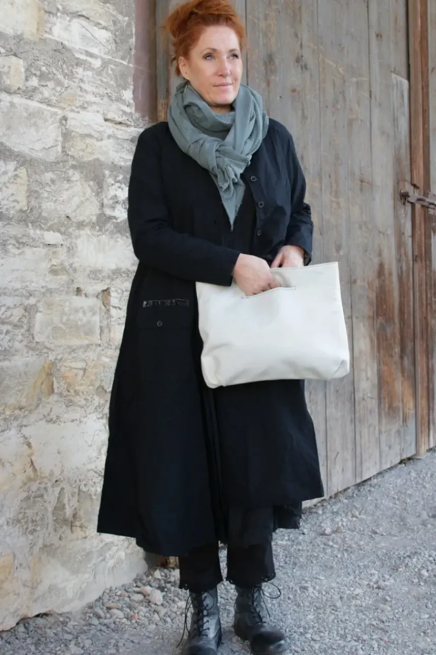 Fra.Sa Mini-Shopper NINA in vintage weiss/grau (ice) - supersoftes, recyceltes Leder