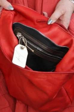 Fra.Sa Mini-Shopper NINA in vintage rot (rosso red) - supersoftes, recyceltes Leder