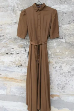 hannes roether Maxi-Kleid 210840 KONFEKT in camel - Cupro & Baumwolle