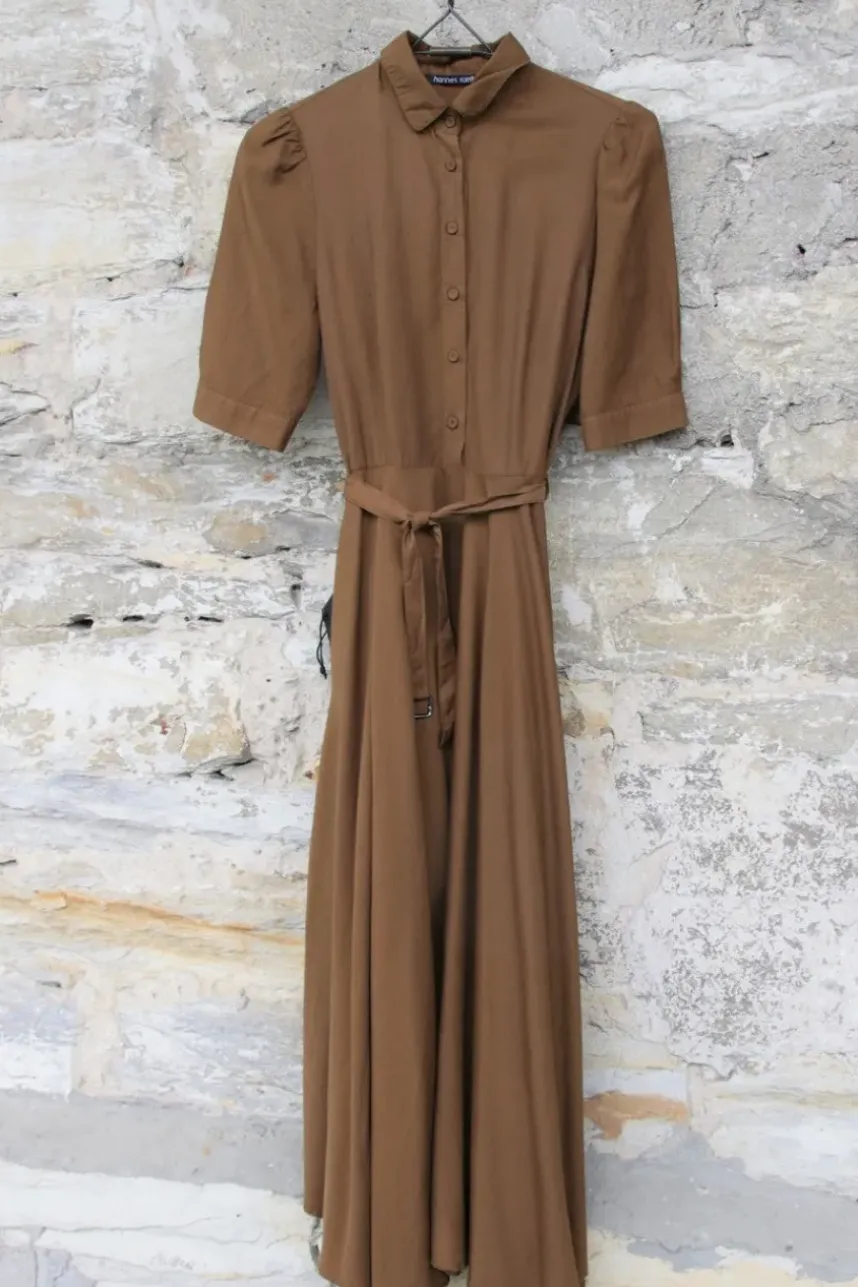 hannes roether Maxi-Kleid 210840 KONFEKT in camel - Cupro & Baumwolle