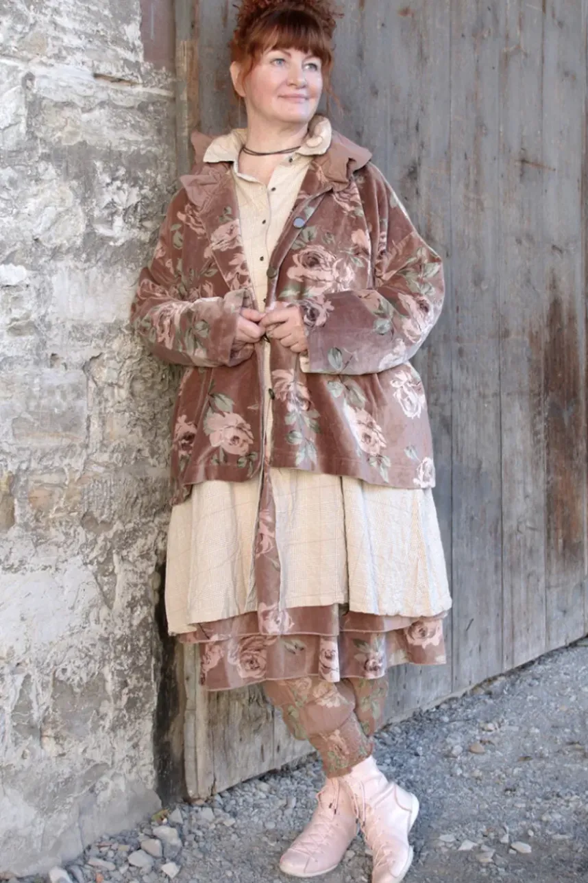 Les Ours Hemd LAVANDE mit Hahnentriffmuster in creme-caramel - softe Damast-Baumwolle