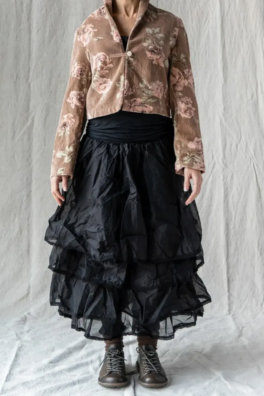Les Ours Jacke BEGONIA im dunklen altrosa mit Flowerprint - kuscheliger Samt