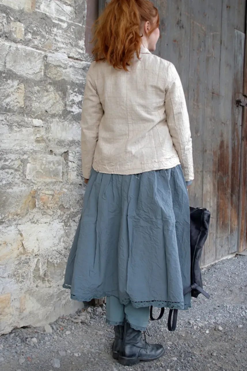 Les Ours Jacke LIMOUNE mit Hahnentrittmuster in creme-caramel - softe Damast-Baumwolle
