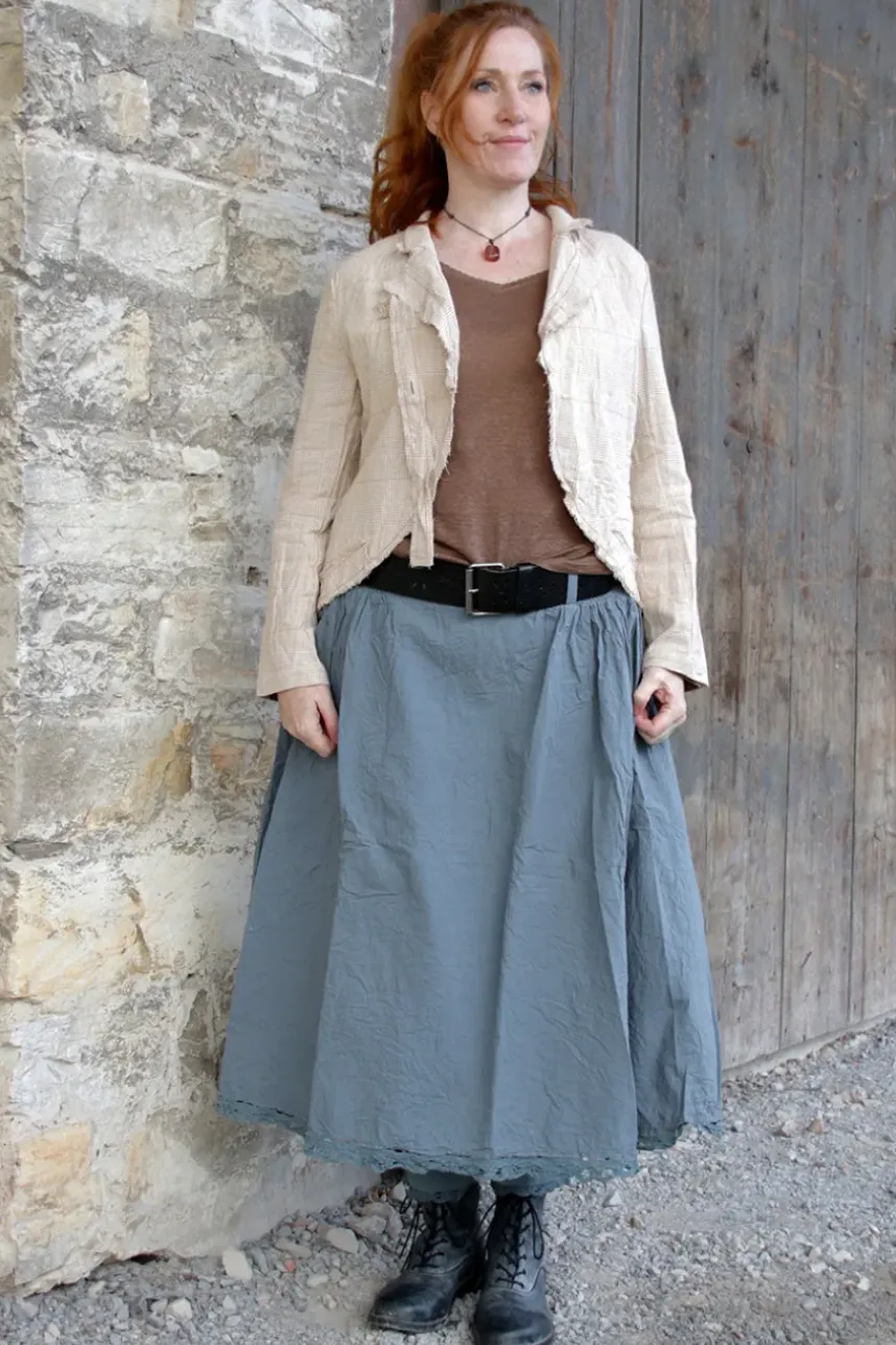 Les Ours Jacke LIMOUNE mit Hahnentrittmuster in creme-caramel - softe Damast-Baumwolle