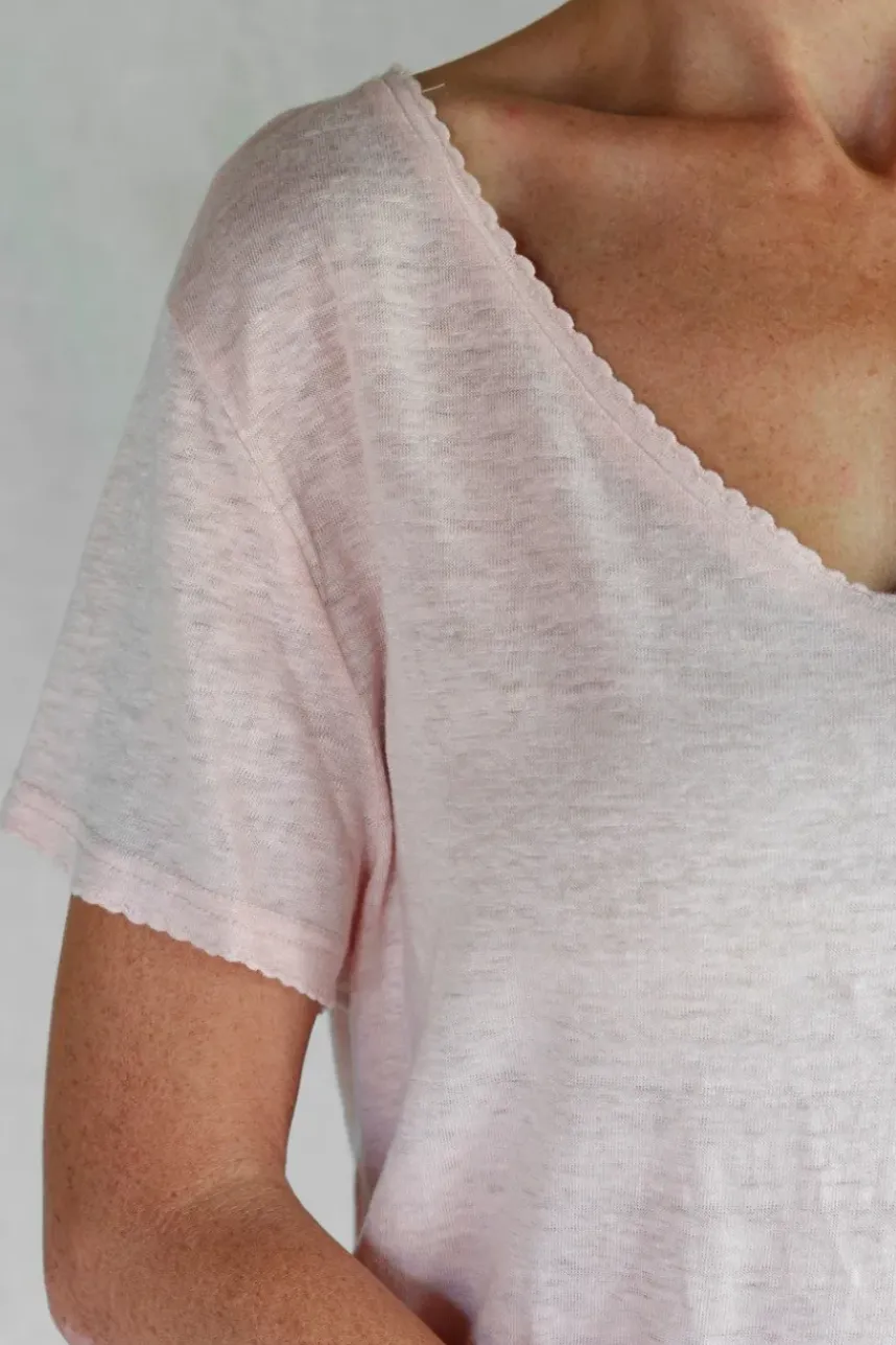 Les Ours Shirt TIM im pastelligen rose - supersoftes Leinen