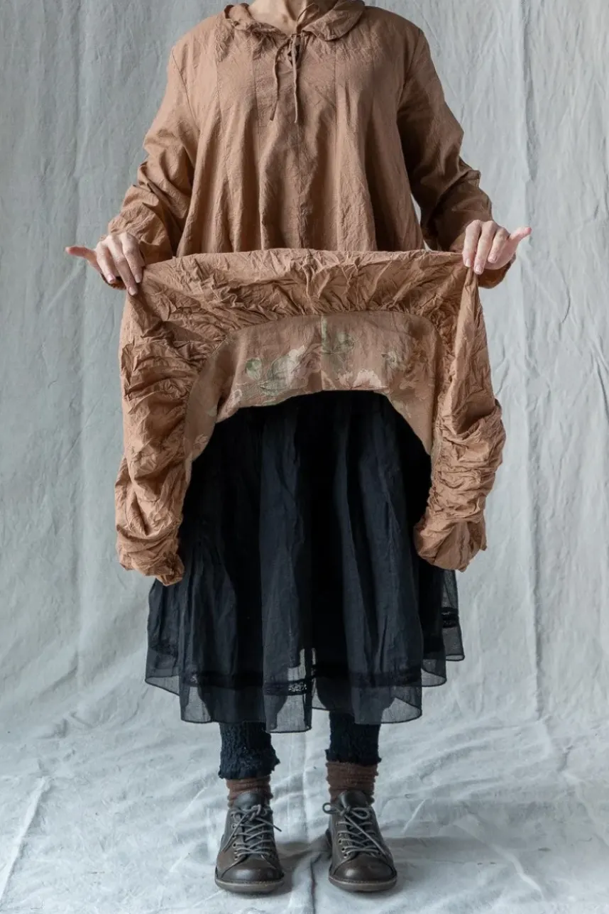 Les Ours Tunika ANCOLIE in caramel mit Futter im Flowerprint - softe Baumwolle