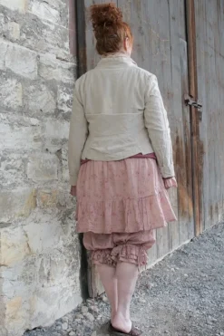 Les Ours Tunika CASSIS LIN in beige mit Flowerprint im dunklen altrosa (liberty old pink) - softe Baumwolle & Leinen