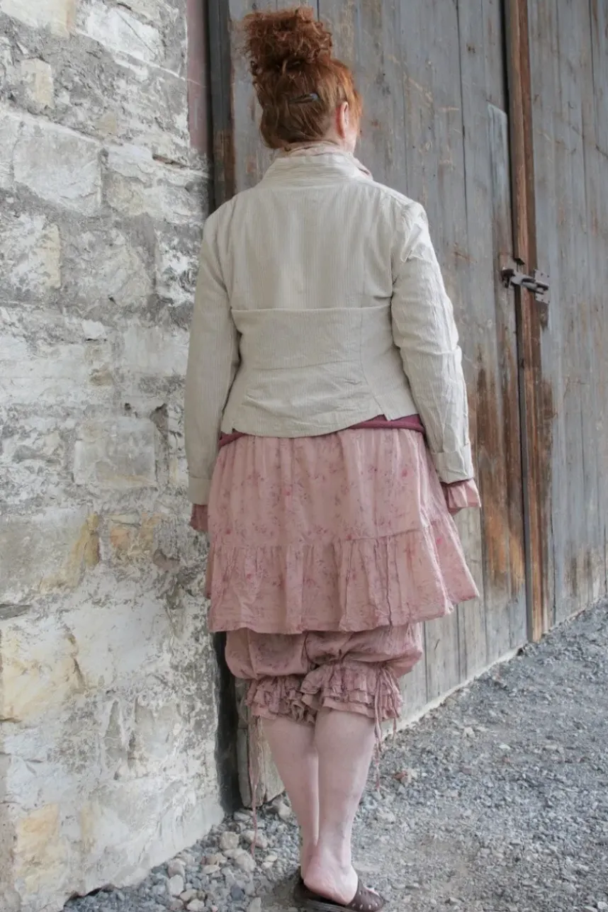 Les Ours Tunika CASSIS LIN in beige mit Flowerprint im dunklen altrosa (liberty old pink) - softe Baumwolle & Leinen